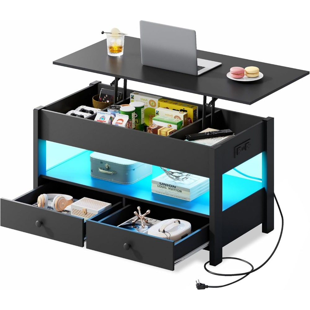 Desk Setup Modern - WLIVE Black Lift Top Coffee Table