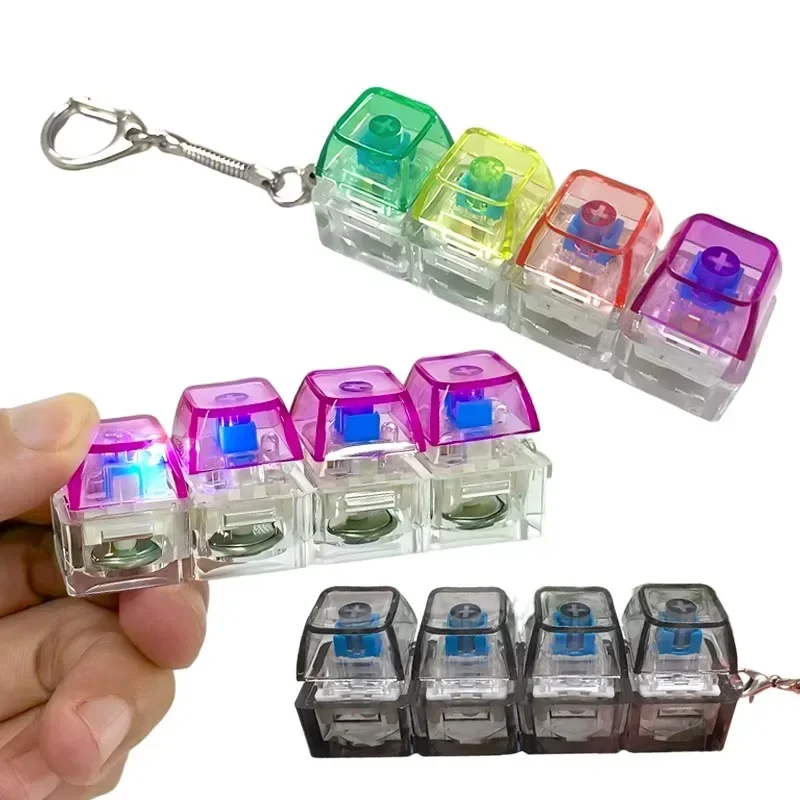 Desk Setup Gadgets - 4 Keys Mechanical Keyboard Fidget Keychain