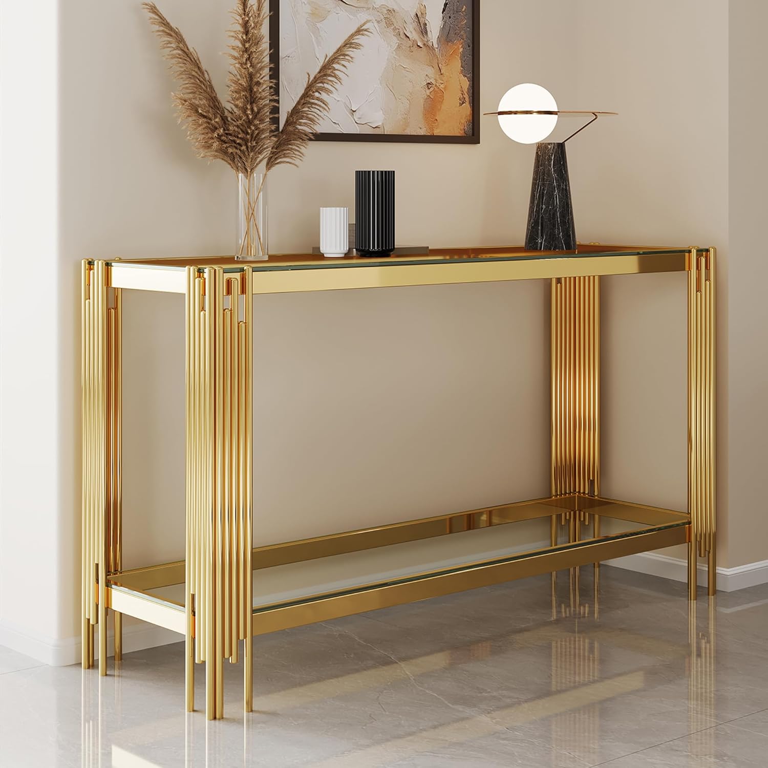 Desk Setup Modern - Glass Console Table, Modern Entryway Table