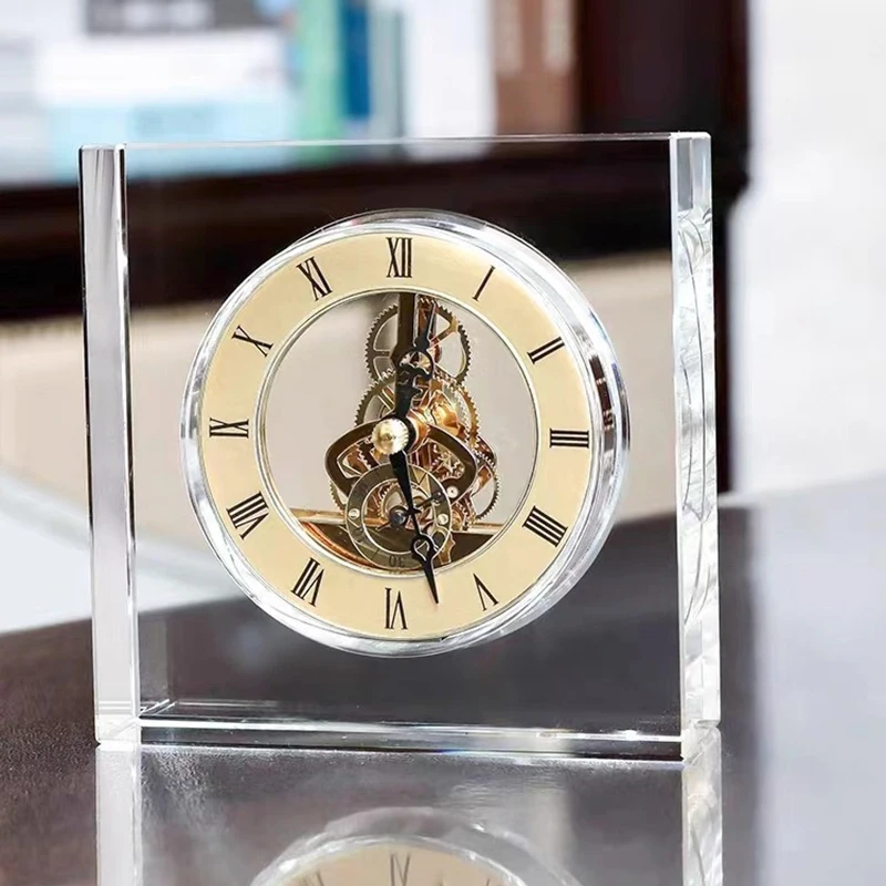 Desk Setup Accessories Aesthetic - Nordic Crystal Silent Table Clock Aesthetic