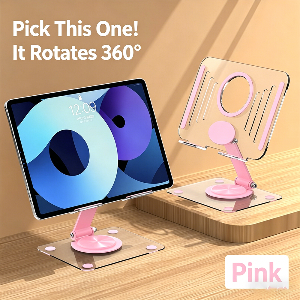 Desk Setup Desk - Acrylic Rotation Foldable Tablet Phone Holder