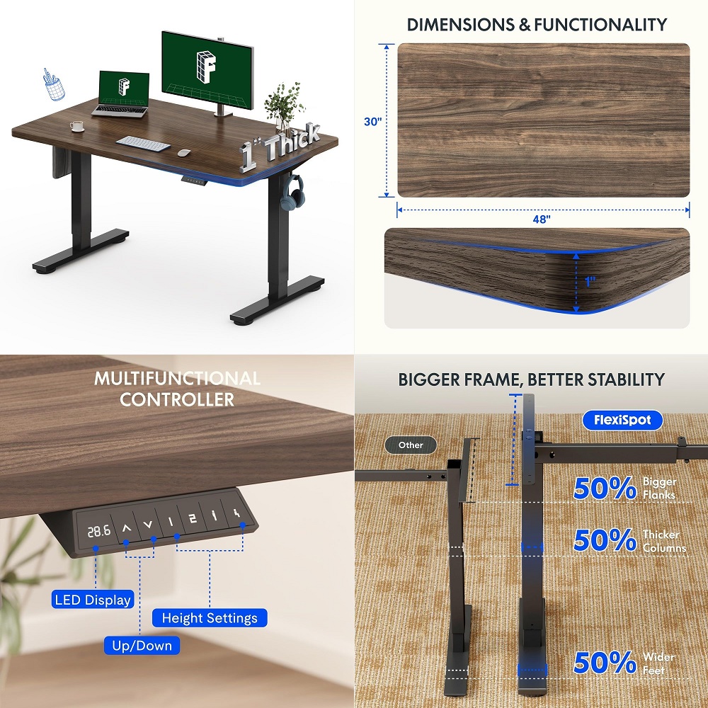 Desk Setup For Studying - 48x30 OnePiece Electric Standing Desk, 1