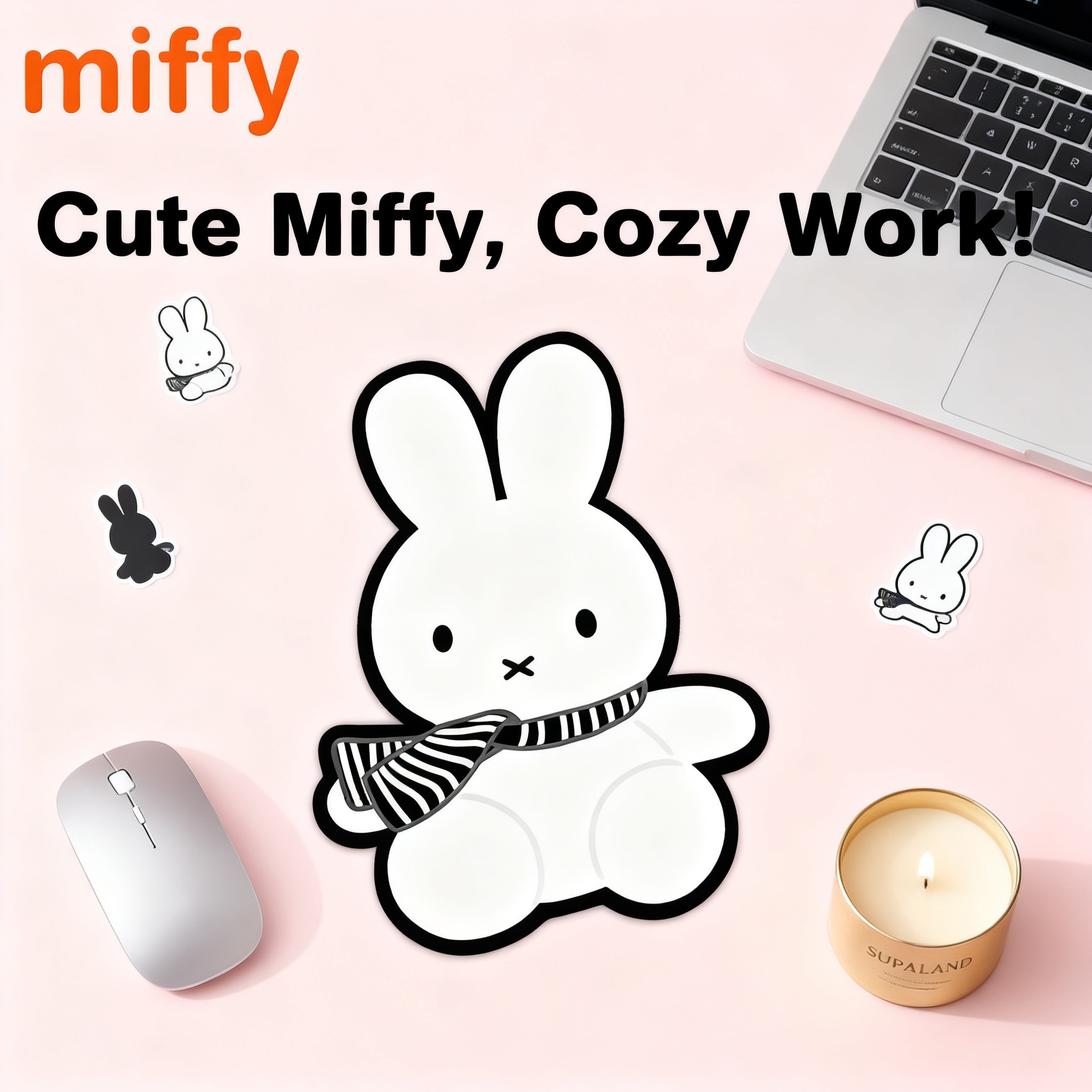Desk Setup Cute - Miffy Kawaii Cartoon Rabbit Mouse Pad