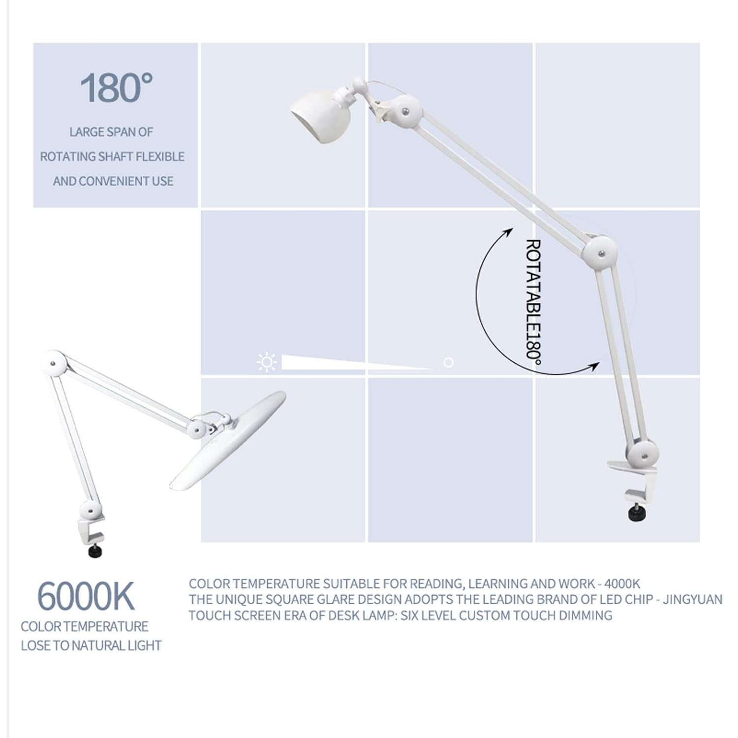 24W LED Desk Lamp with Clam 19 - Desk Setup Modern のレビューと価格