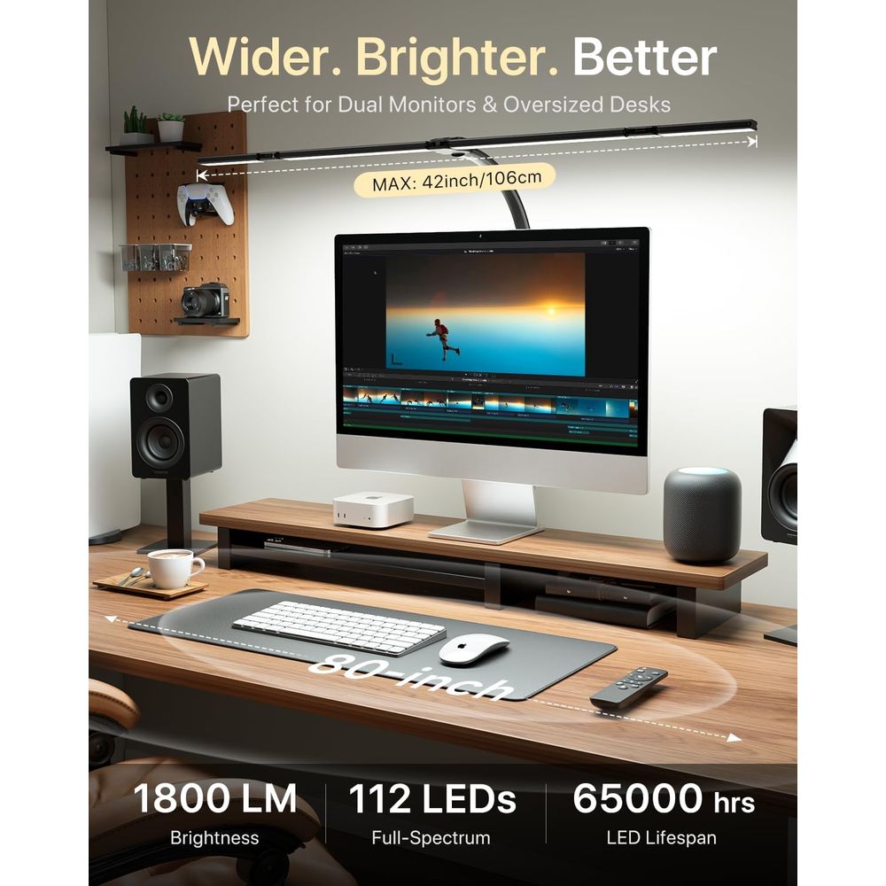42-inch LED Desk Lamp with Adj - Desk Setup Dual Monitor のレビューと価格