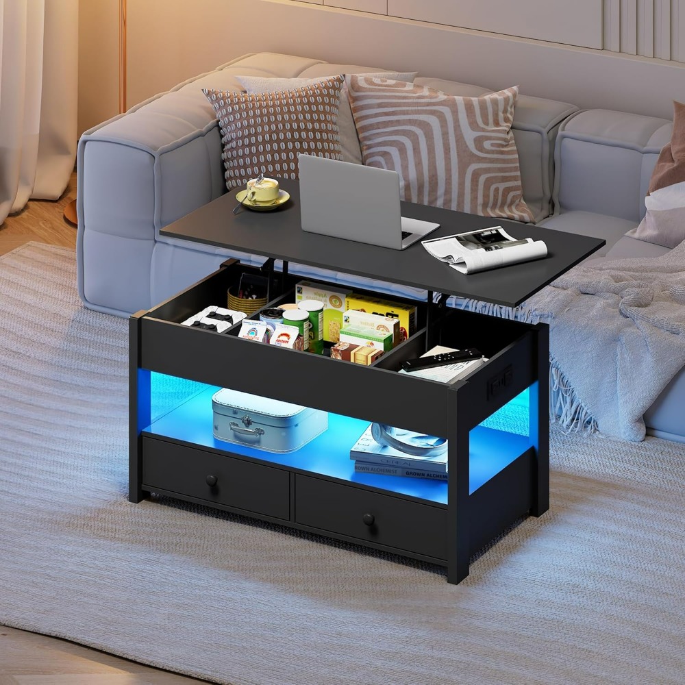 WLIVE Black Lift Top Coffee Ta - Desk Setup Modern のレビューと価格