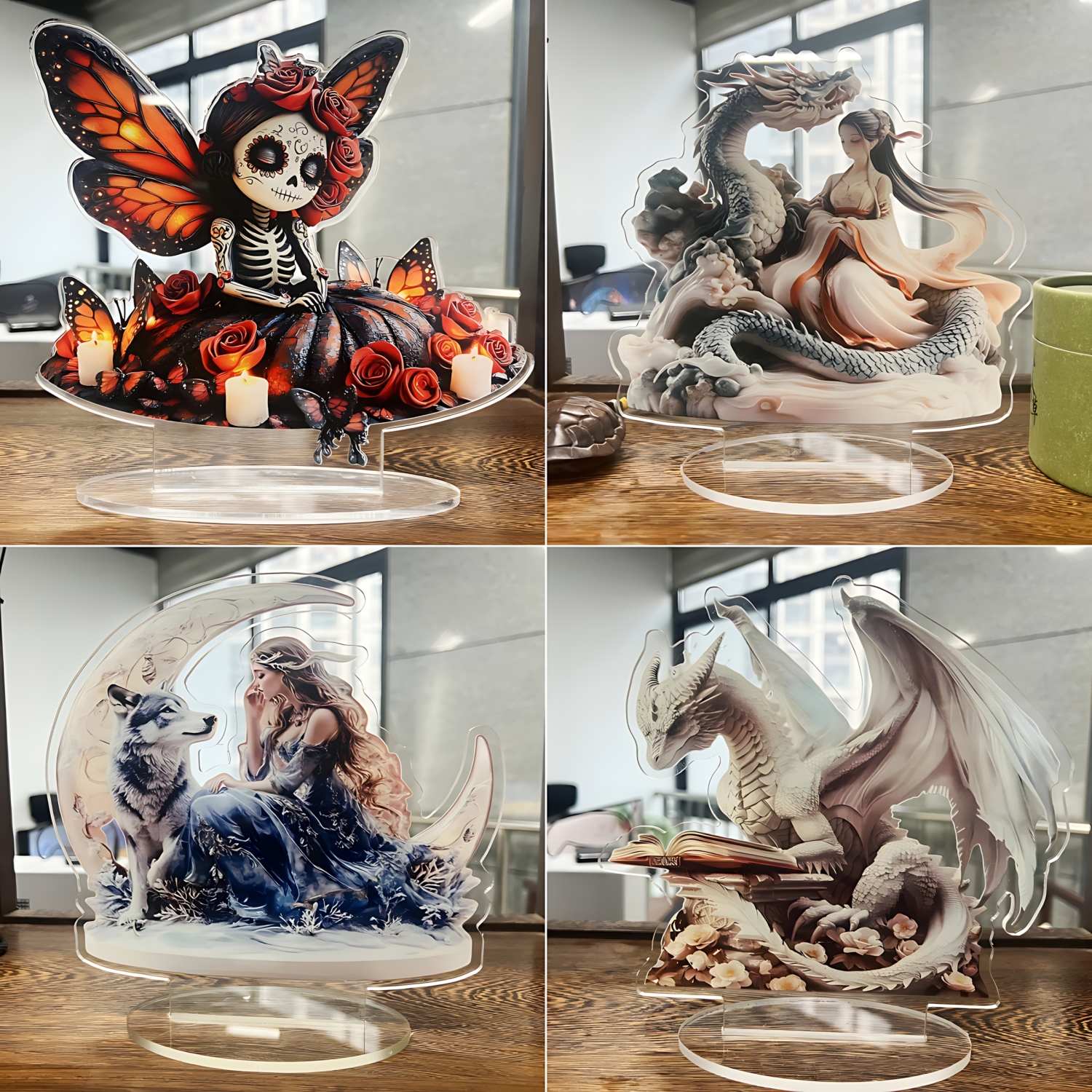 Two Tigers Statue,2D Flat Anim - Desk Setup Desk のレビューと価格