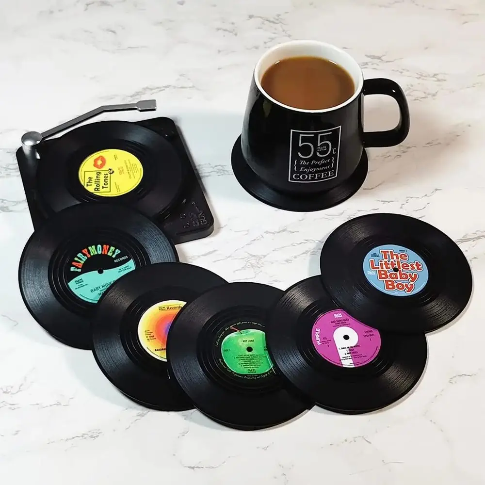 Newest 6pcs Record Cup Mat Pla - Desk Setup Retro のレビューと価格