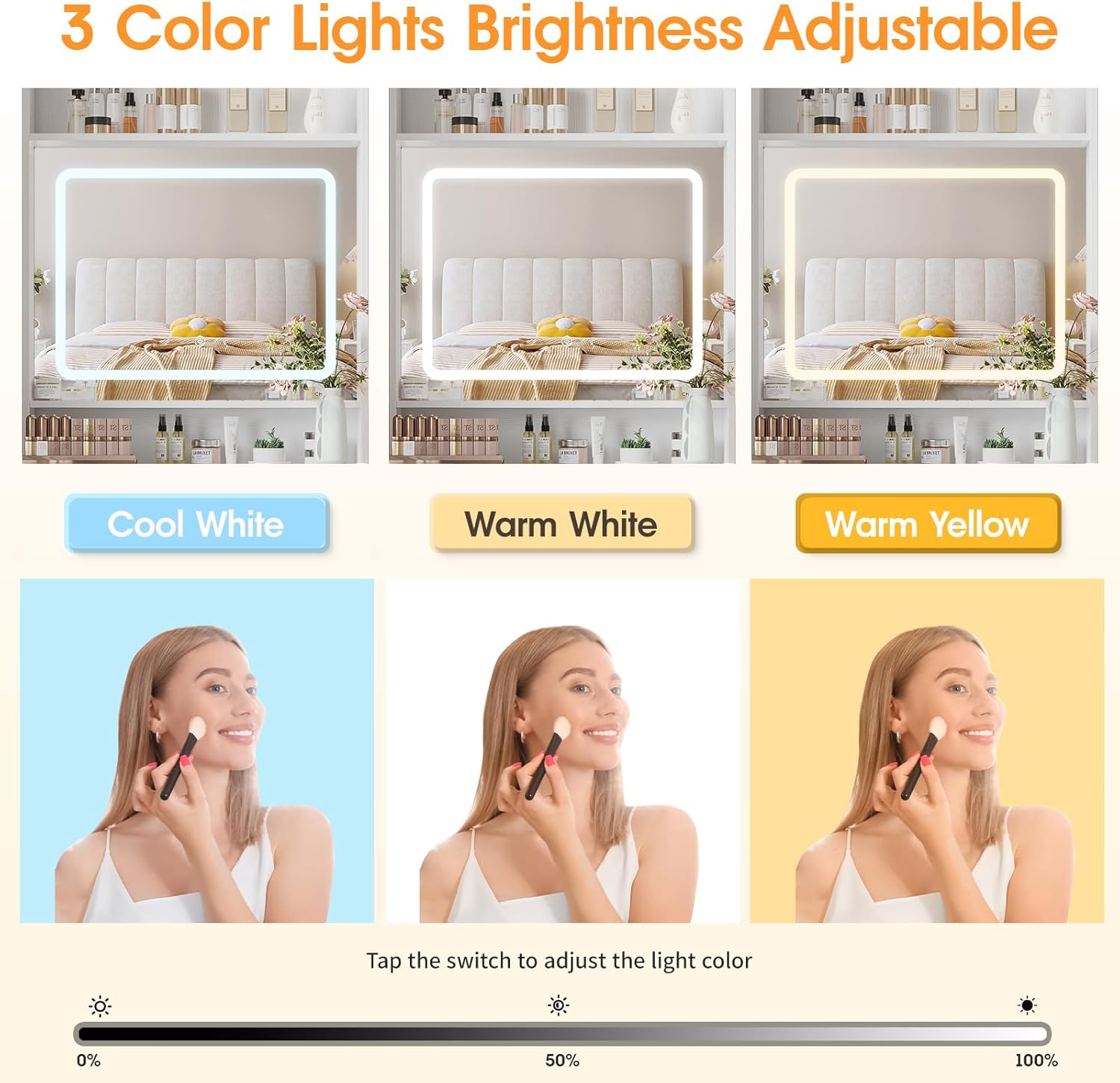 Make Up Vanity Desk with Mirro - Desk Setup In Small Bedroom のレビューと価格