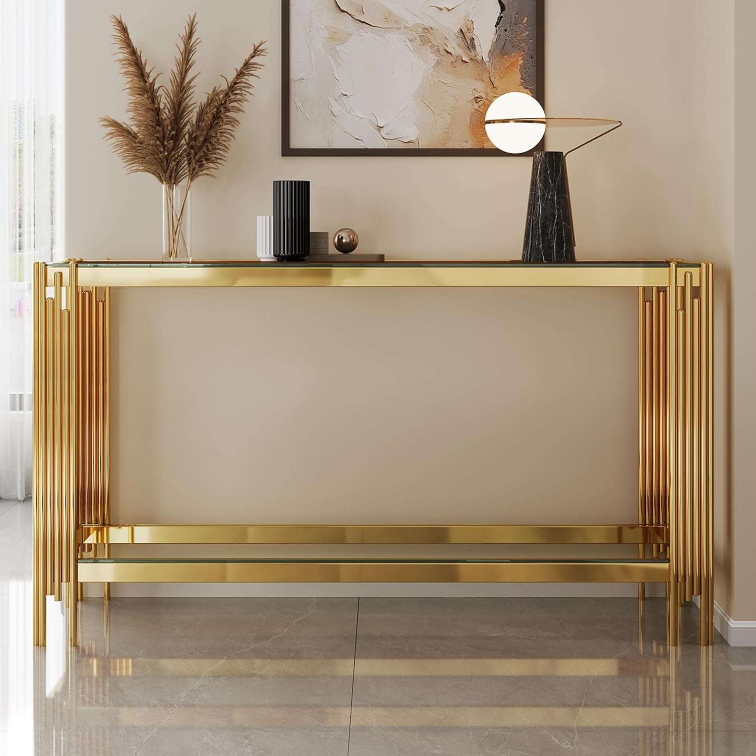 Glass Console Table, Modern En - Desk Setup Modern のレビューと価格