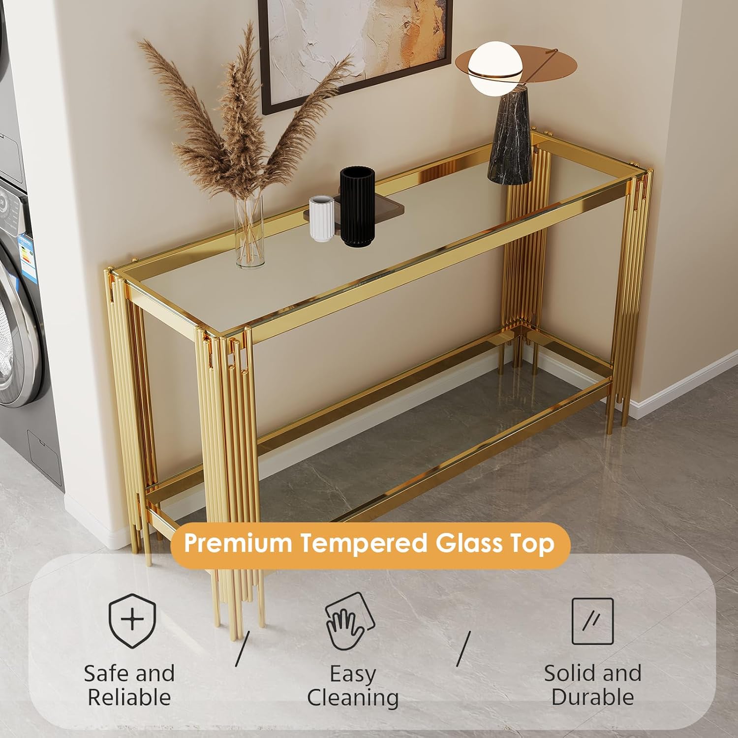Glass Console Table, Modern En - Desk Setup Modern のレビューと価格