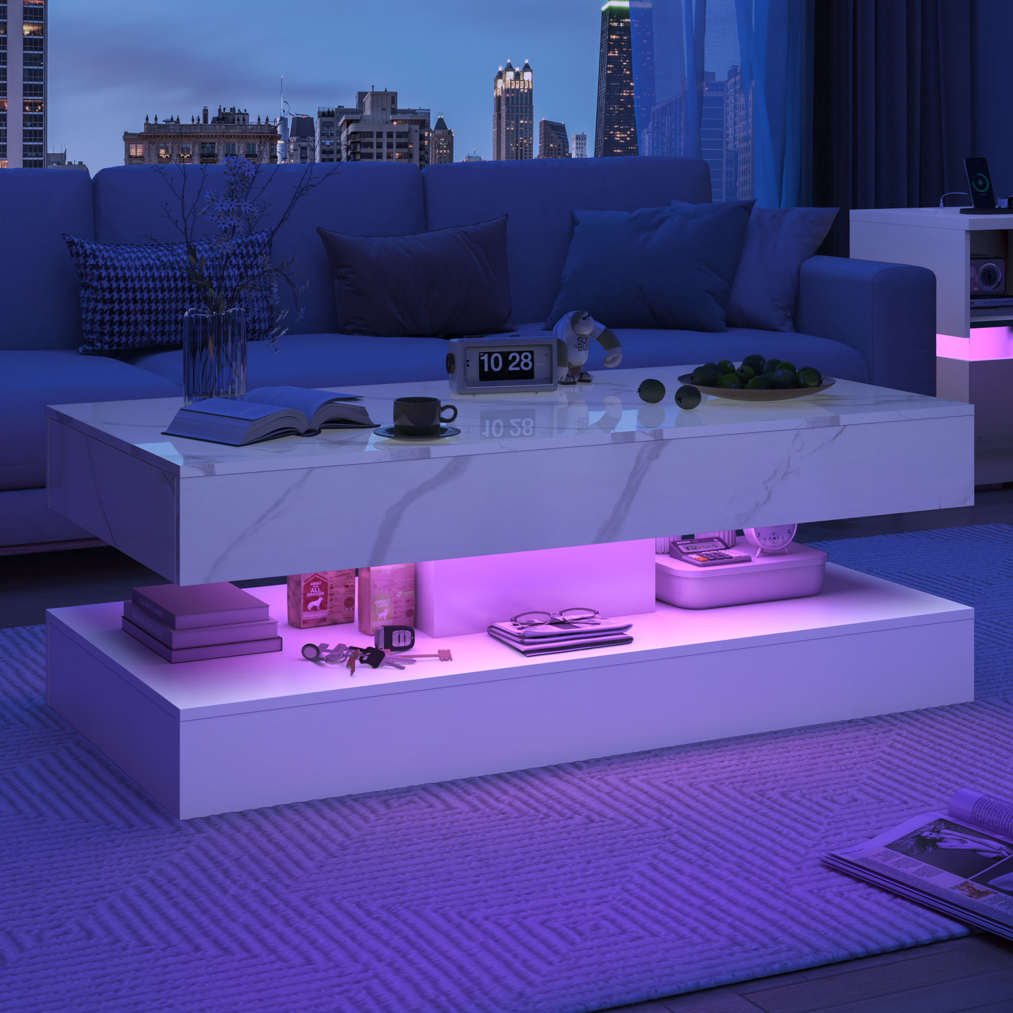 Modern Stylish Coffee Table wi - Desk Setup Modern のレビューと価格