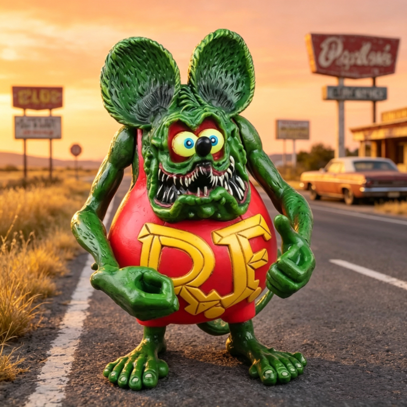 Green Rat Fink PVC Action Figu - Desk Setup Retro のレビューと価格