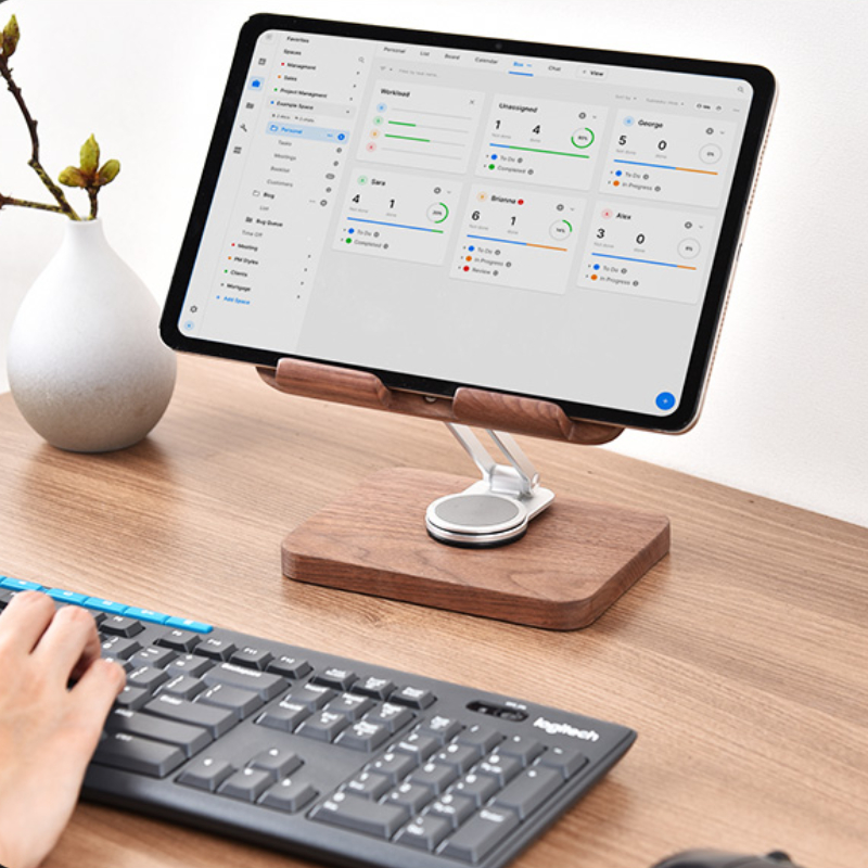 Black Walnut iPad Stand with 3 - Desk Setup For Studying のレビューと価格
