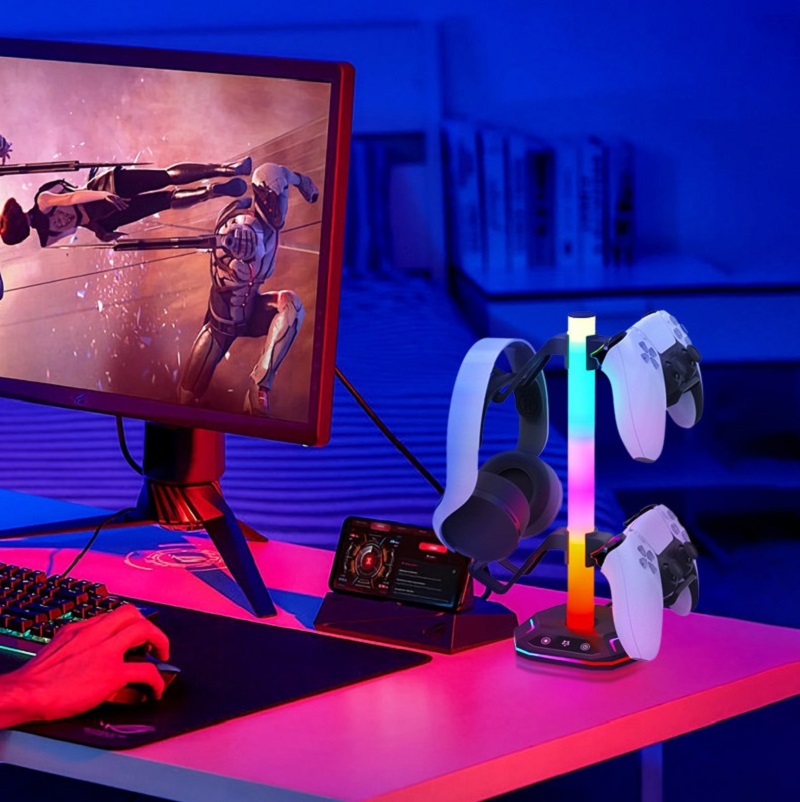 RGB Gaming Headset Stand with  - Desk Setup Headphone Stand のレビューと価格