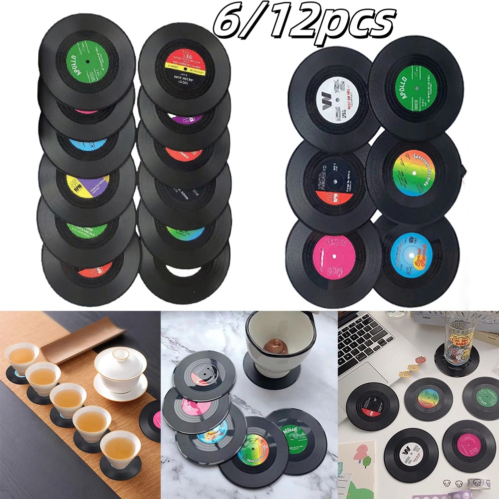 6/12pcs Vintage Mug Coaster Co - Desk Setup Retro のレビューと価格