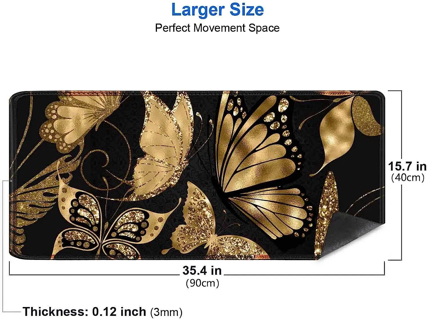 Black and Gold Desk Mat 35.4x1 - Rubber Mat Desk のレビューと価格