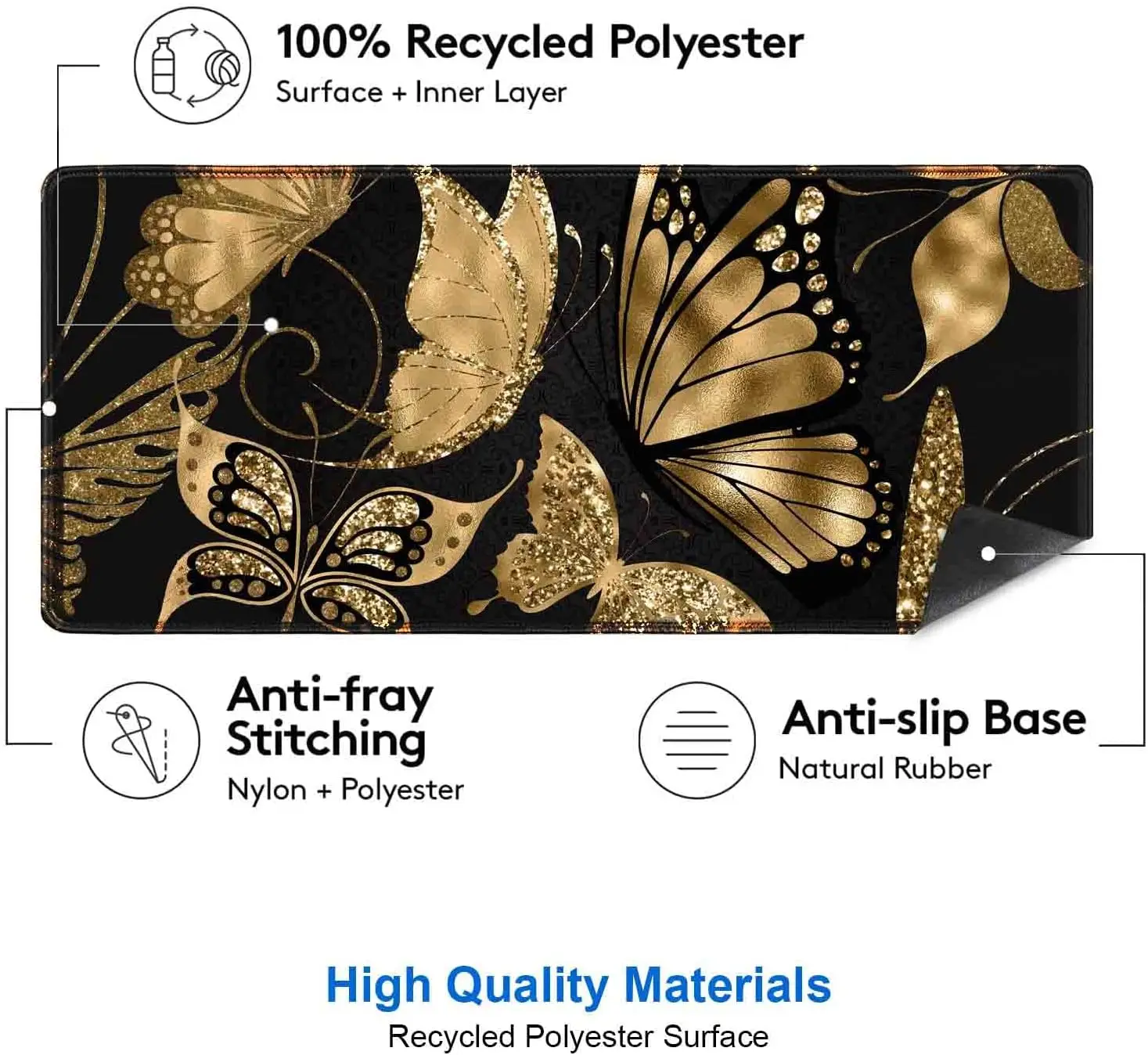 Black and Gold Desk Mat 35.4x1 - Rubber Mat Desk のレビューと価格