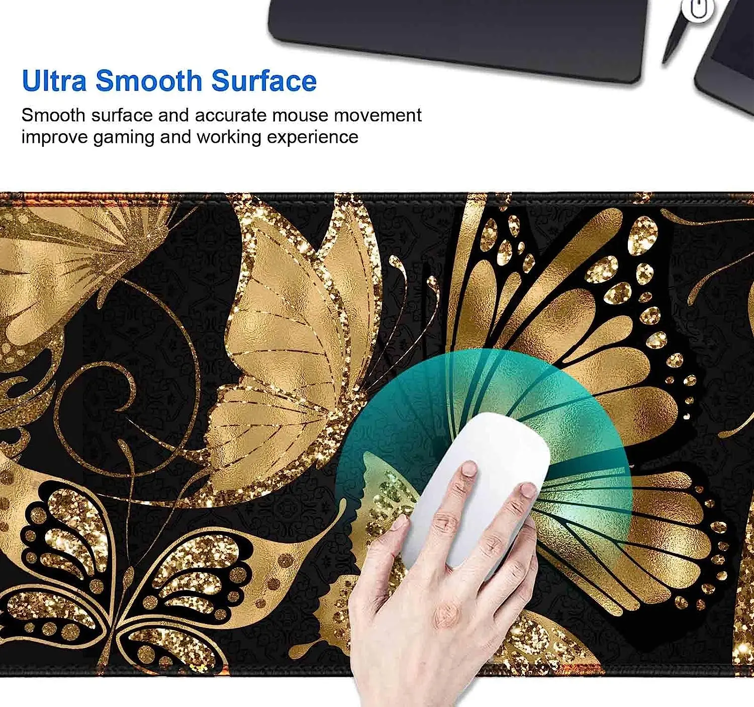 Black and Gold Desk Mat 35.4x1 - Rubber Mat Desk のレビューと価格