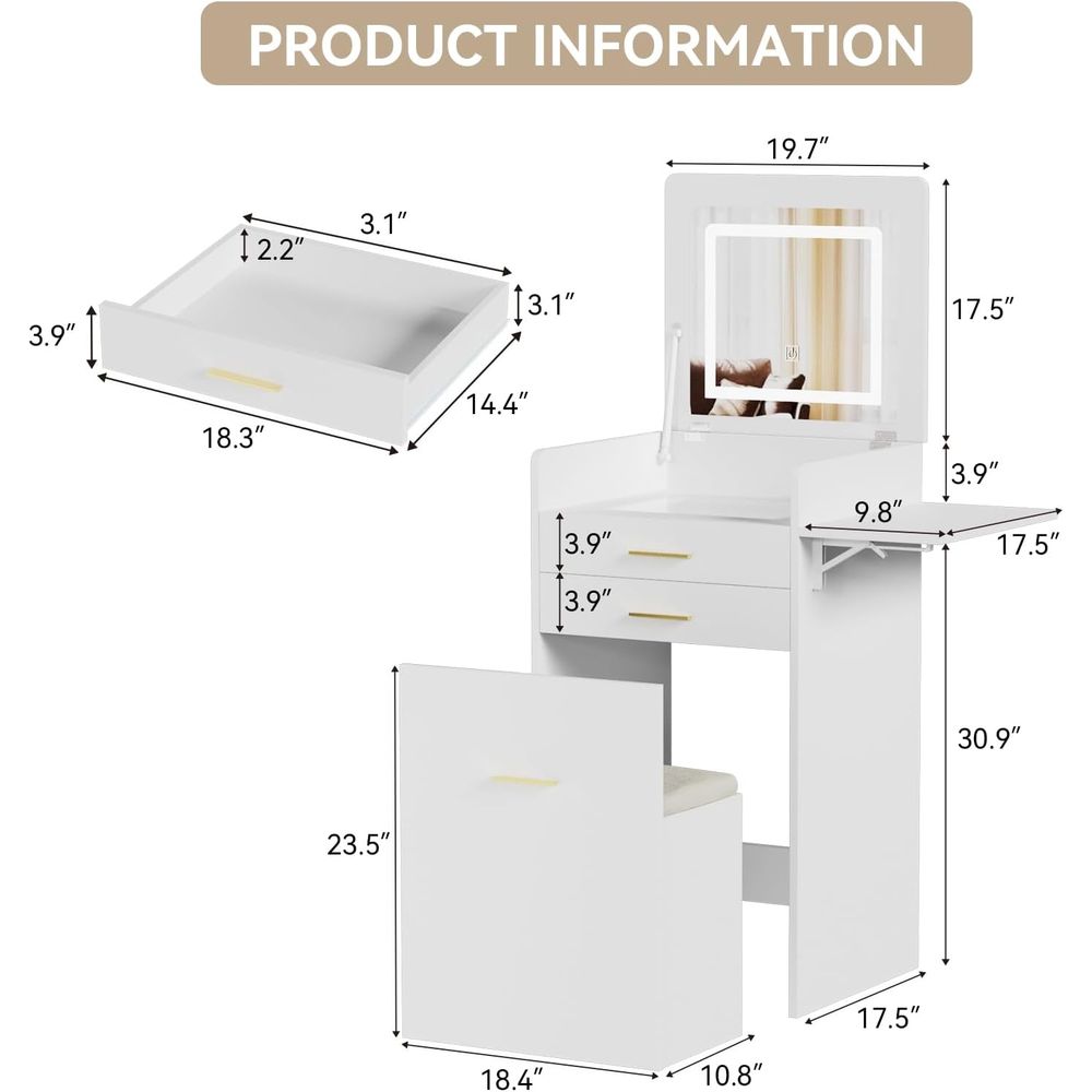 3-in-1 Vanity Desk Set, Flip-t - Desk Setup In Small Bedroom のレビューと価格