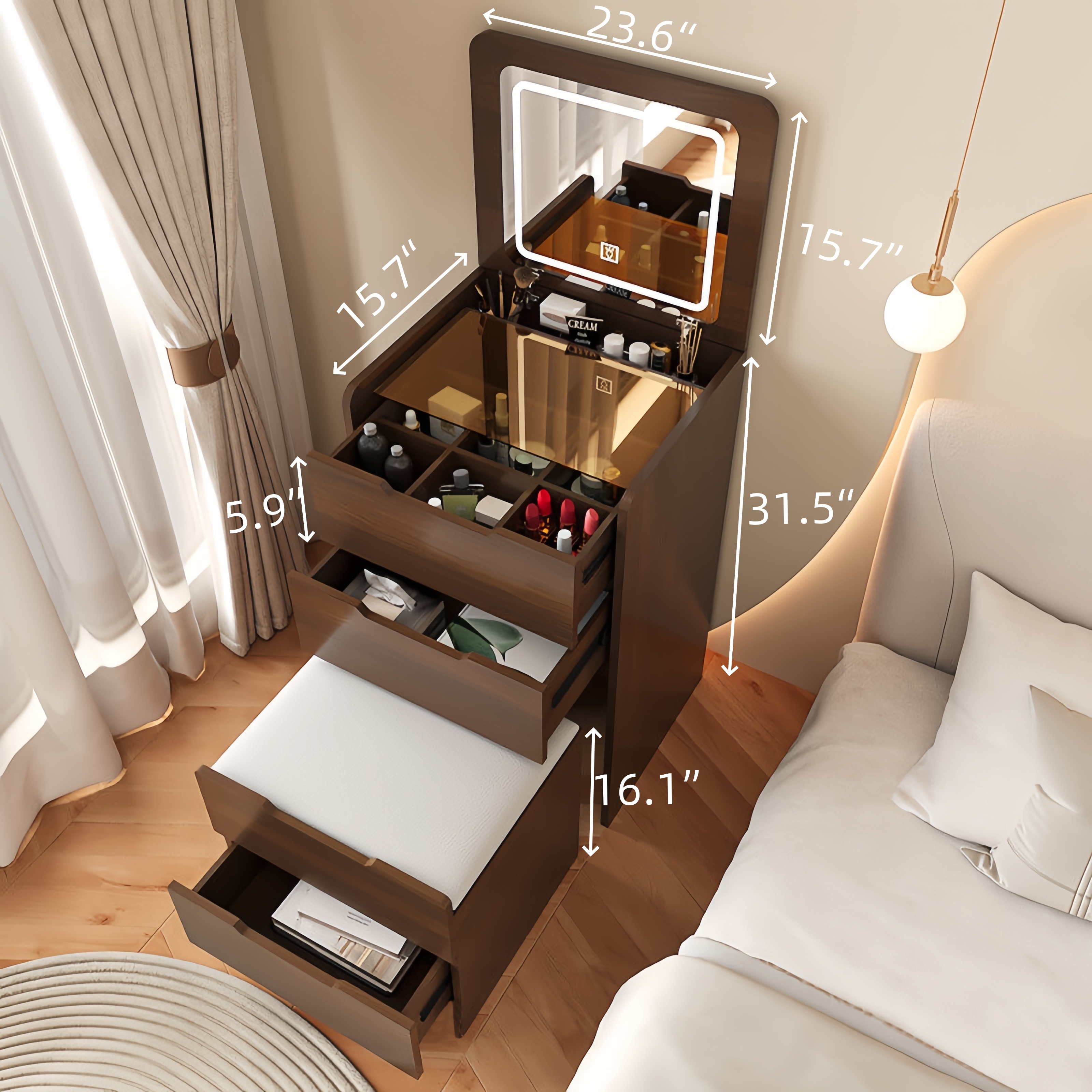 (60cm) 3 in 1 Vanity Desk with - Desk Setup In Small Bedroom のレビューと価格