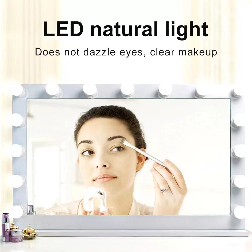 LED Light Paste Mirror Makeup  - Desk Setup Modern のレビューと価格