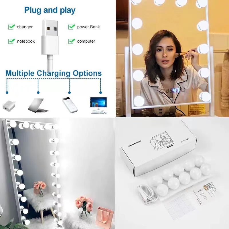 LED Light Paste Mirror Makeup  - Desk Setup Modern のレビューと価格