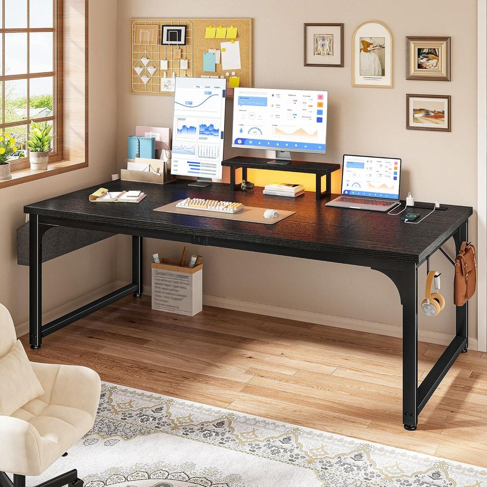 55 Inch LED Gaming Desk with P - Desk Setup Dual Monitor のレビューと価格