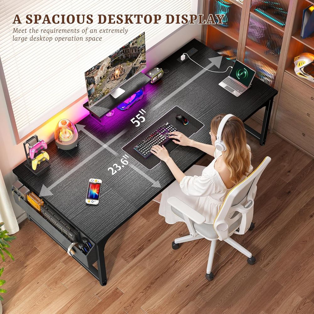 55 Inch LED Gaming Desk with P - Desk Setup Dual Monitor のレビューと価格