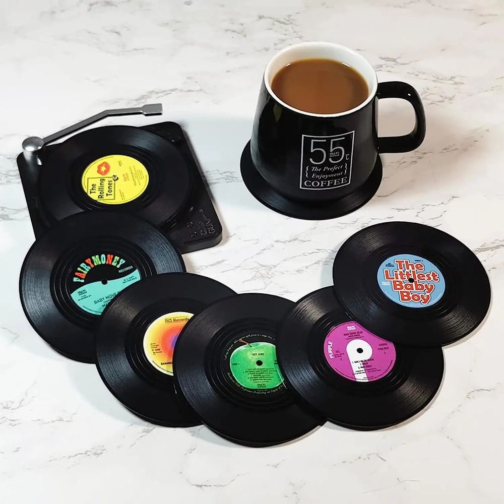 2/4/6PCS Retro Vinyl Record Cu - Desk Setup Retro のレビューと価格