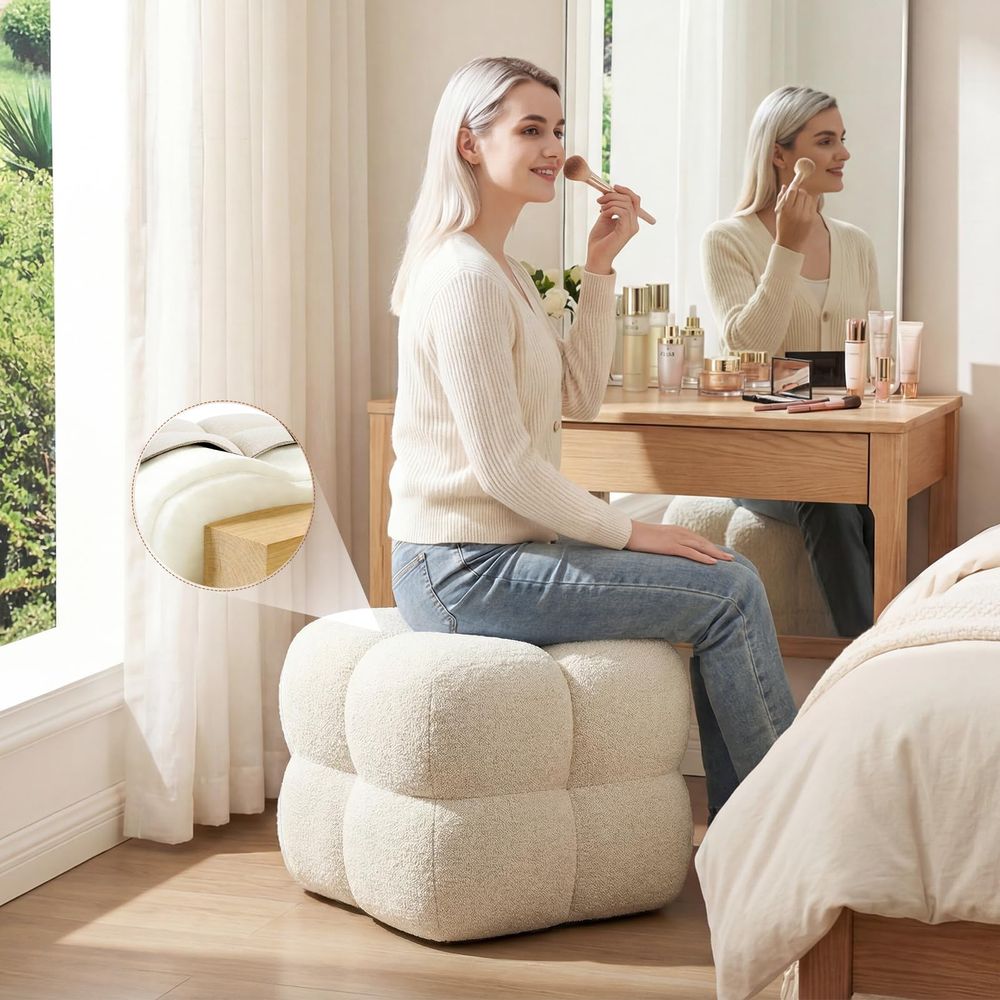 Square Pouf Ottomans Footstool - Desk Setup Modern のレビューと価格