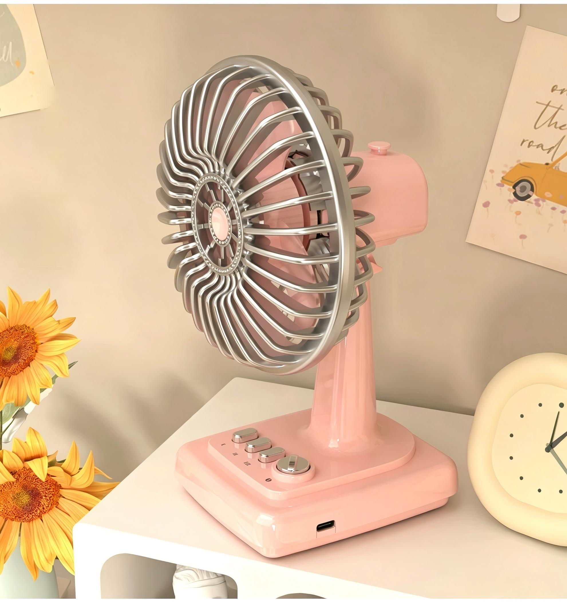 Retro Alloy Desktop Fan 3 Spee - Desk Setup Retro のレビューと価格