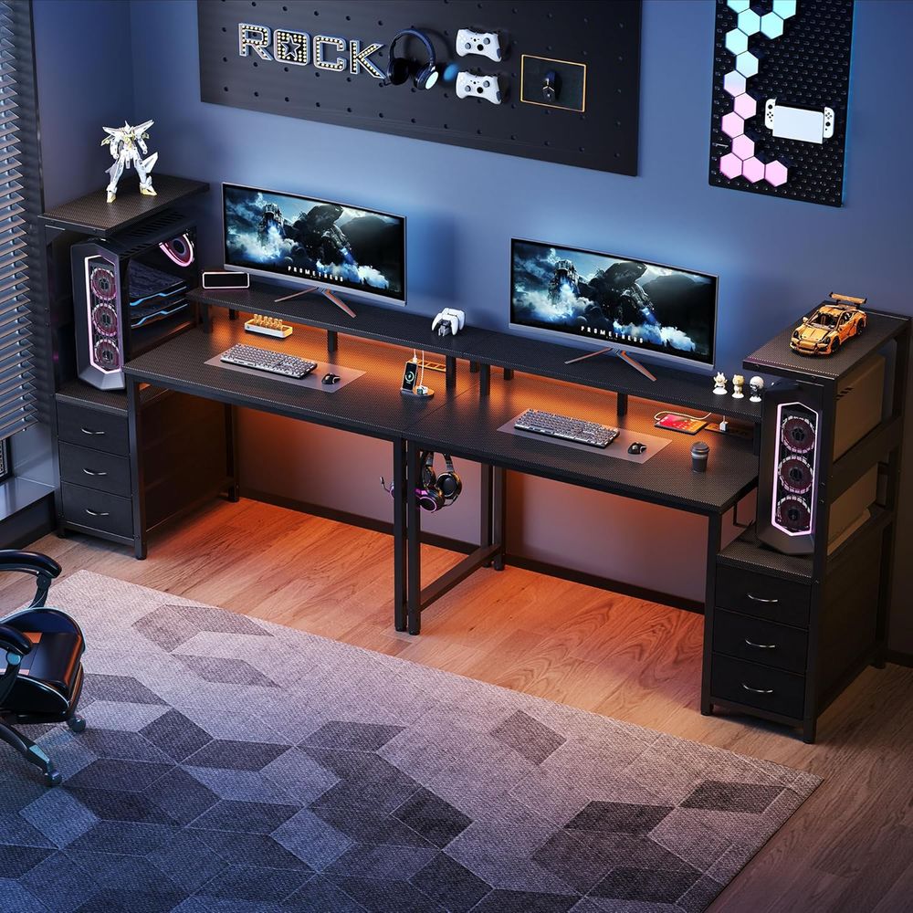 52'' L-Shaped Gaming Desk with - Desk Setup Dual Monitor のレビューと価格
