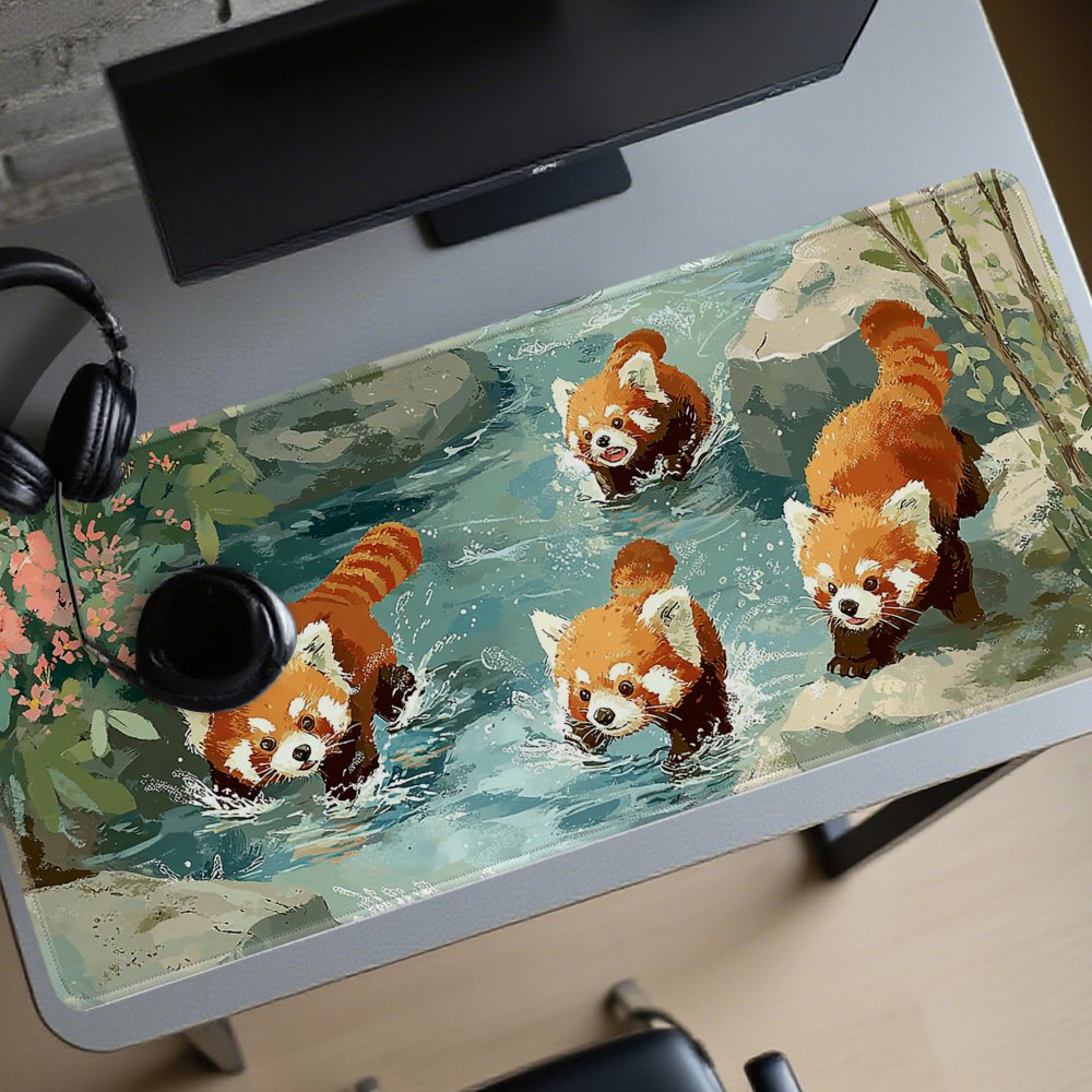 Four Red Pandas Playing in Str - Desk Setup Streaming のレビューと価格