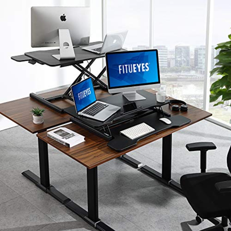 Office sit-stand desk converte - Desk Setup Dual Monitor のレビューと価格