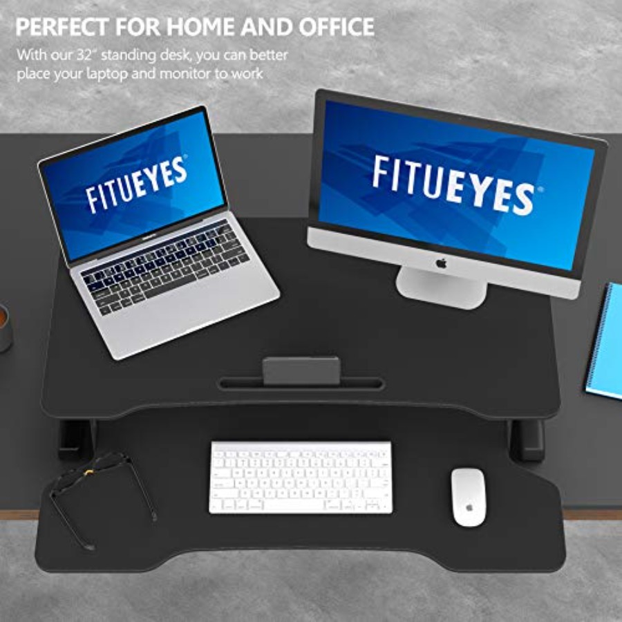 Office sit-stand desk converte - Desk Setup Dual Monitor のレビューと価格