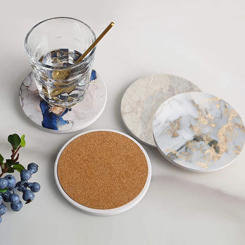 White Marble Coaster  Absorben - Desk Setup Modern のレビューと価格