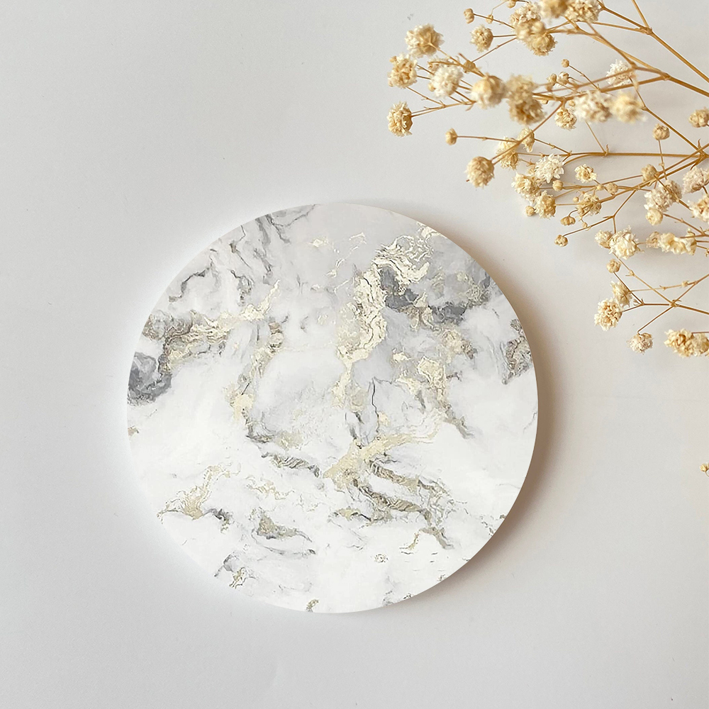 White Marble Coaster  Absorben - Desk Setup Modern のレビューと価格