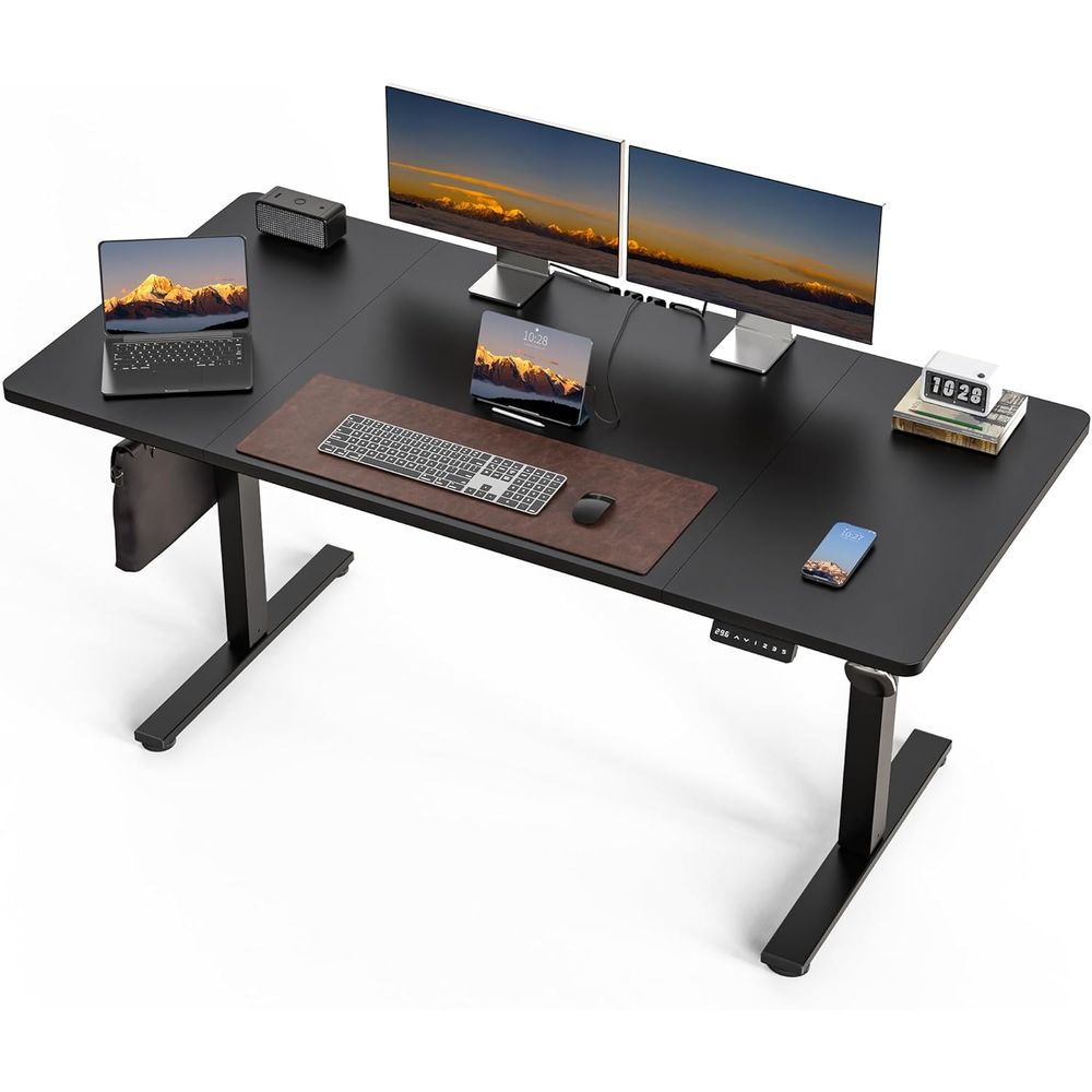 Large 63x30 Electric Adjustabl - Desk Setup Dual Monitor のレビューと価格