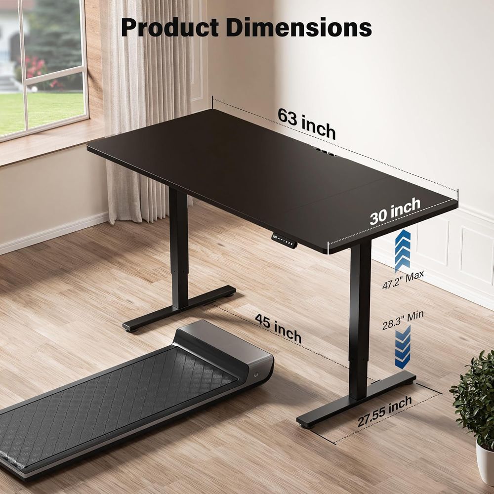 Large 63x30 Electric Adjustabl - Desk Setup Dual Monitor のレビューと価格