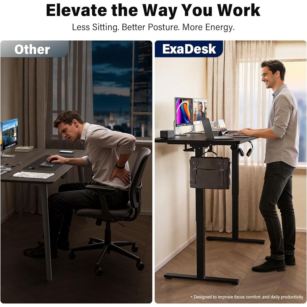 Large 63x30 Electric Adjustabl - Desk Setup Dual Monitor のレビューと価格