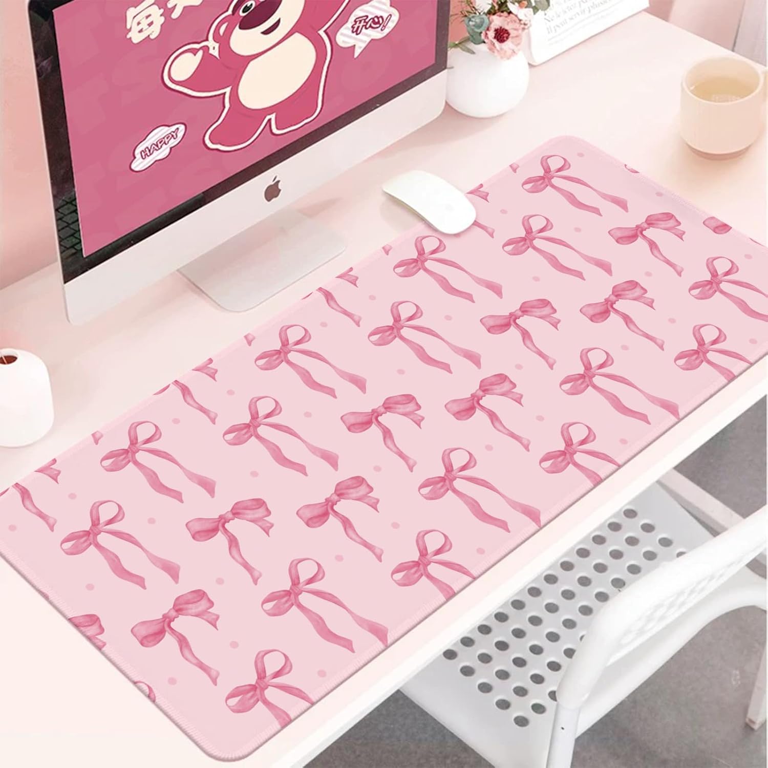 Pink Bow Desk Mat, Large Mouse - Rubber Mat Desk のレビューと価格