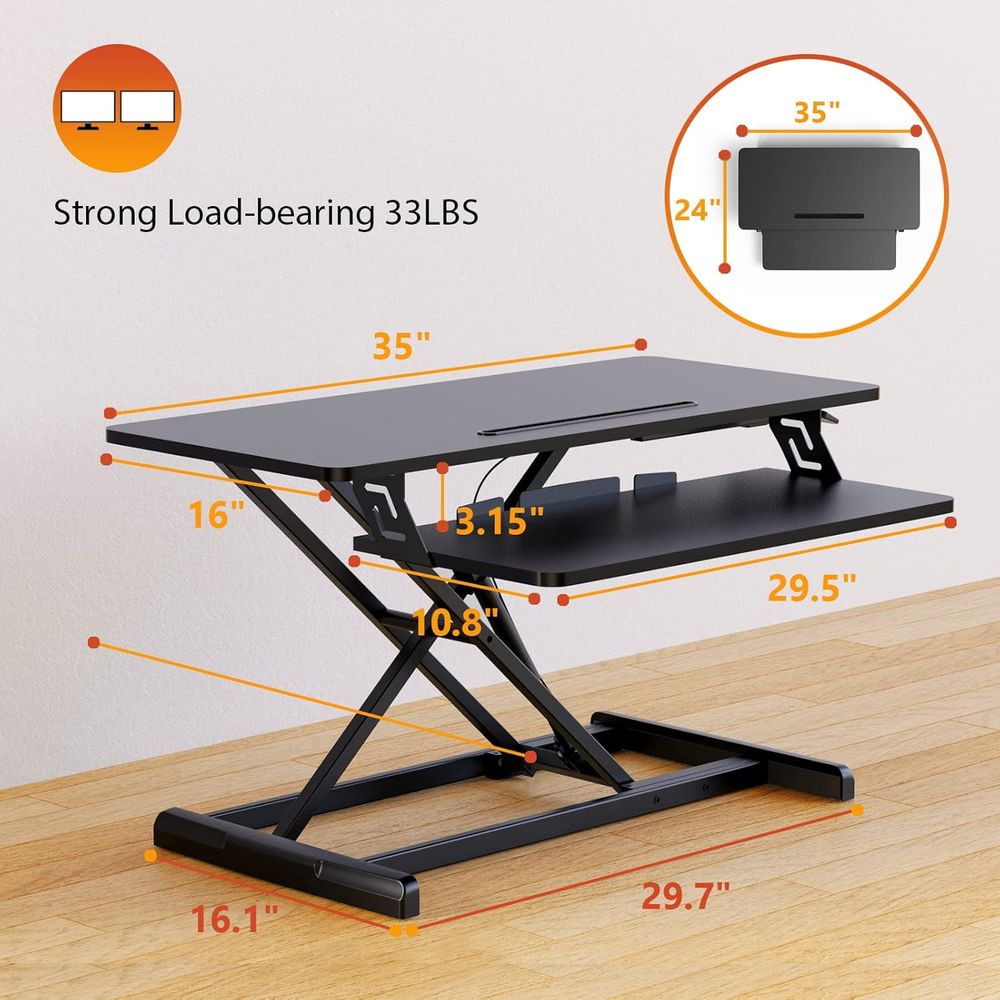 Height-Adjustable Standing Des - Desk Setup Dual Monitor のレビューと価格