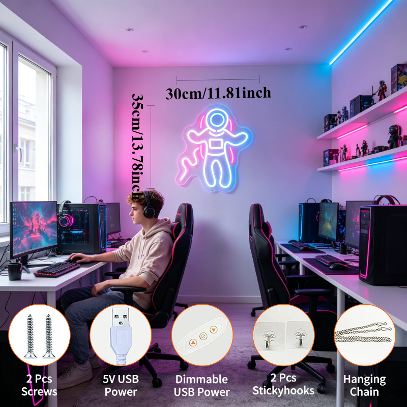 Astronaut LED Neon Sign Spacem - Desk Setup Accessories Aesthetic のレビューと価格
