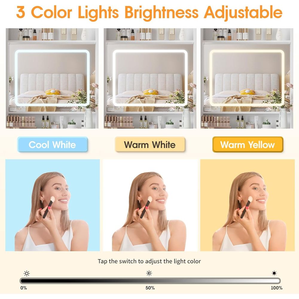 Make Up Vanity Desk with Mirro - Desk Setup In Small Bedroom のレビューと価格
