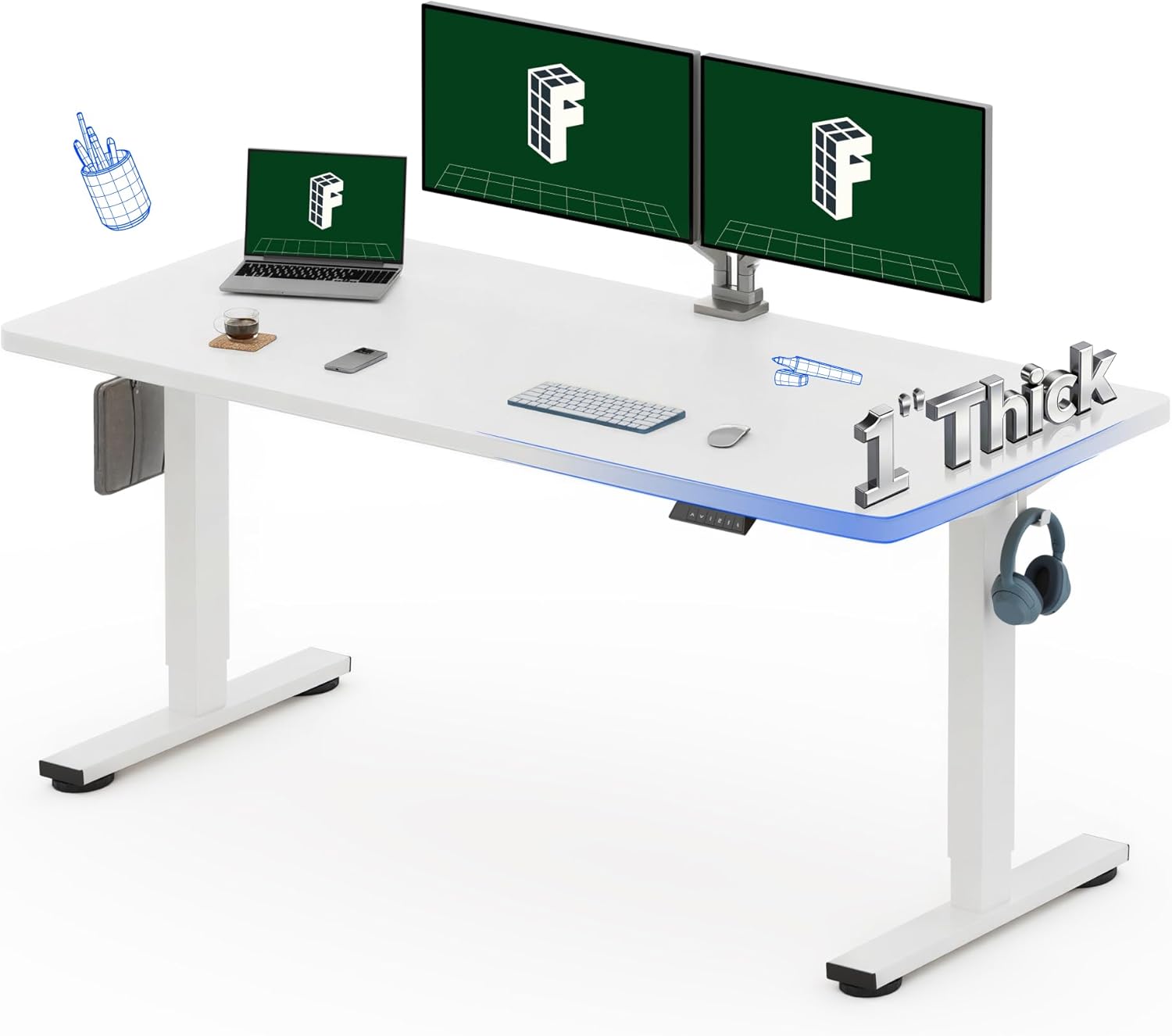60'x24' One-Piece Electric Sta - Desk Setup One Monitor のレビューと価格
