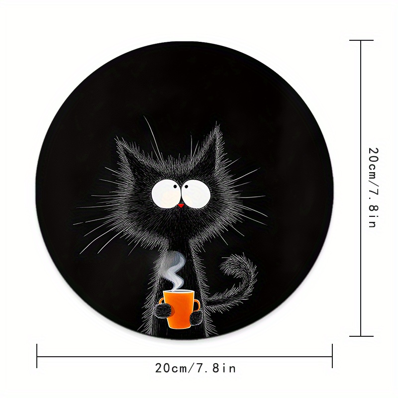 Black Cat Round Mouse Pad Dura - Desk Setup Gadgets のレビューと価格