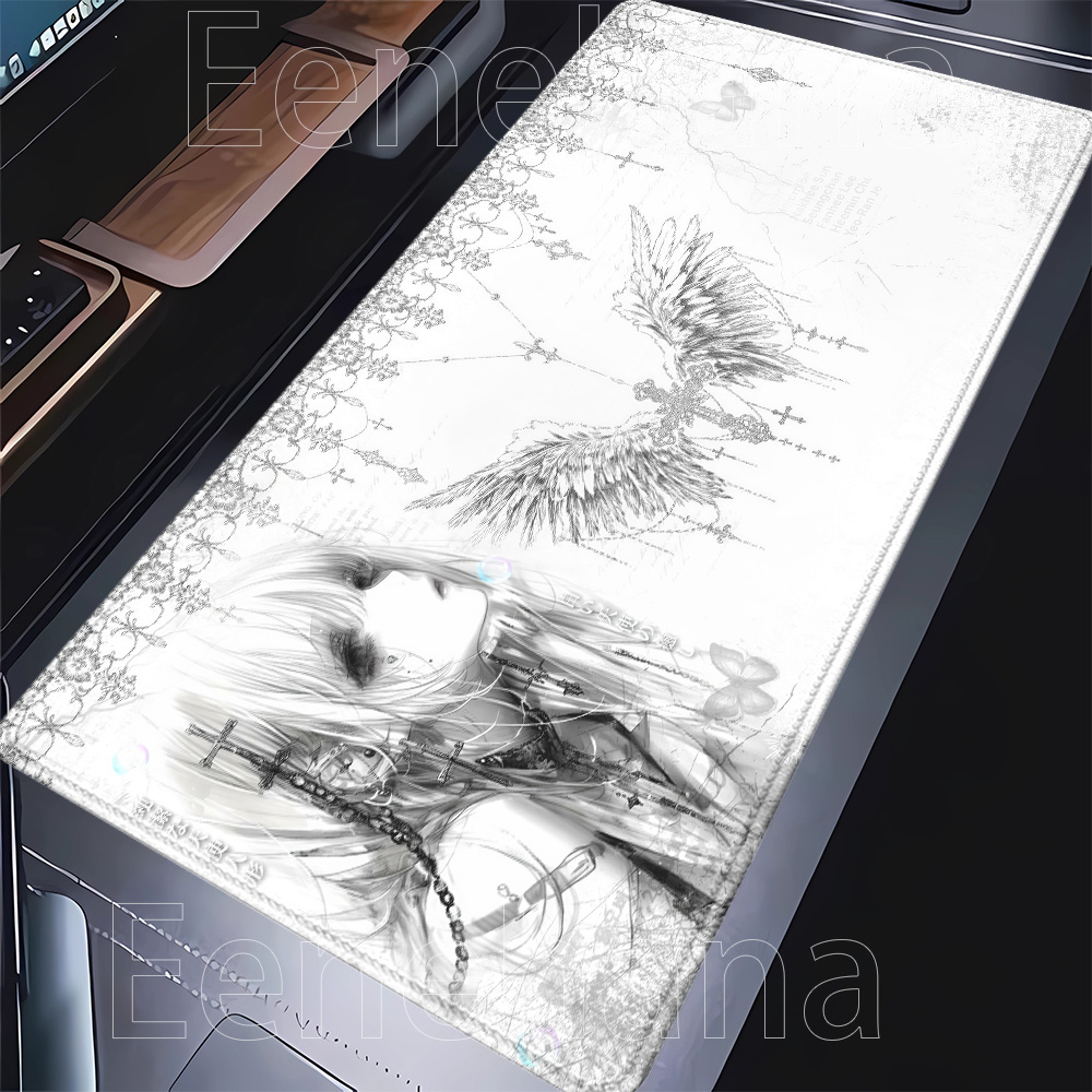 Mousepad Black White Anime Aes - Desk Setup Accessories Aesthetic のレビューと価格