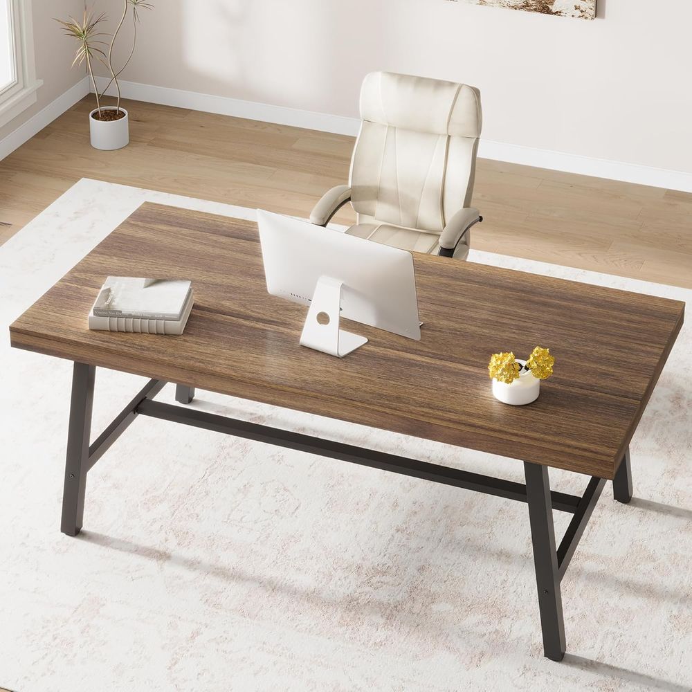 Extra Long Industrial-Style Ru - Desk Setup Dual Monitor のレビューと価格
